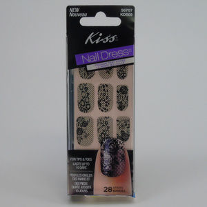 Kiss Nail Wrap Strips Black Lace 28pc Manicure